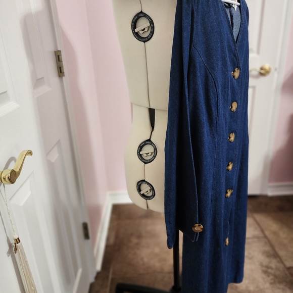 Metrostyle Classic Blue Button-Front Midi Dress - Picture 5 of 5